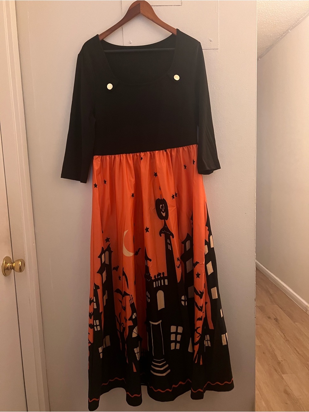Kids Halloween Pumpkin Town Costume Dress - Black and Orange